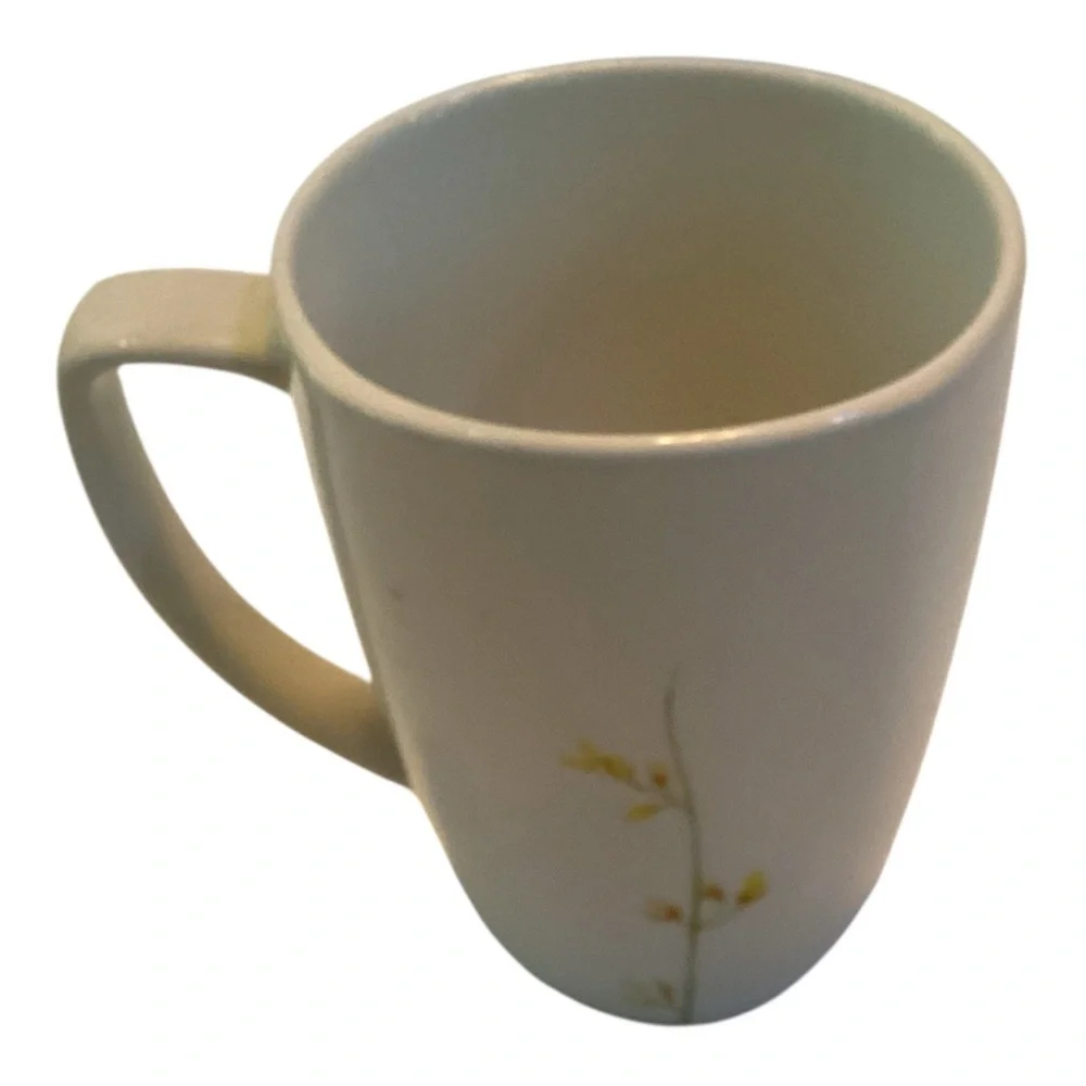 Corelle Kobe Porcelain Coffee Cups Yellow Floral Stems • Set Of 4 Mugs - Picture 5 of 7